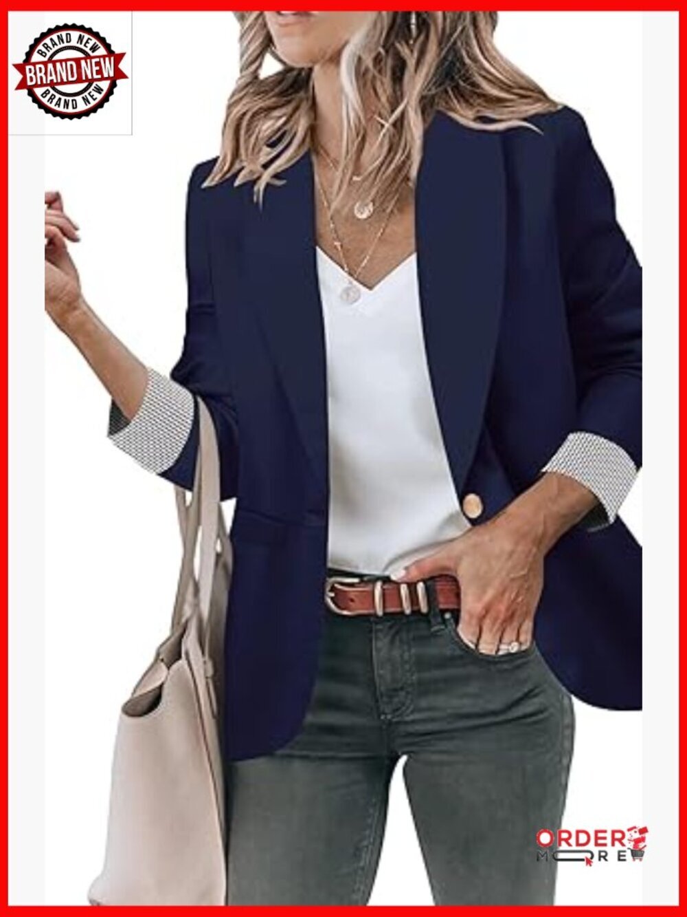Open Front Blazer with Pockets S-2XL Work Office Casual